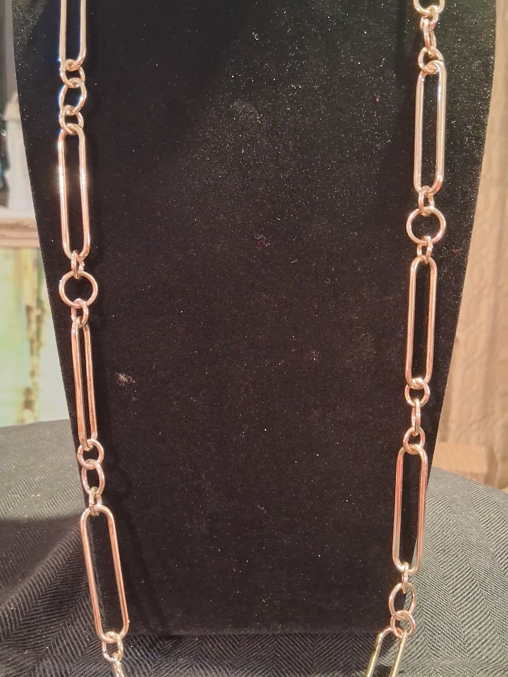 Ann Taylor Long Gold-Tone Rectangular Link Necklace